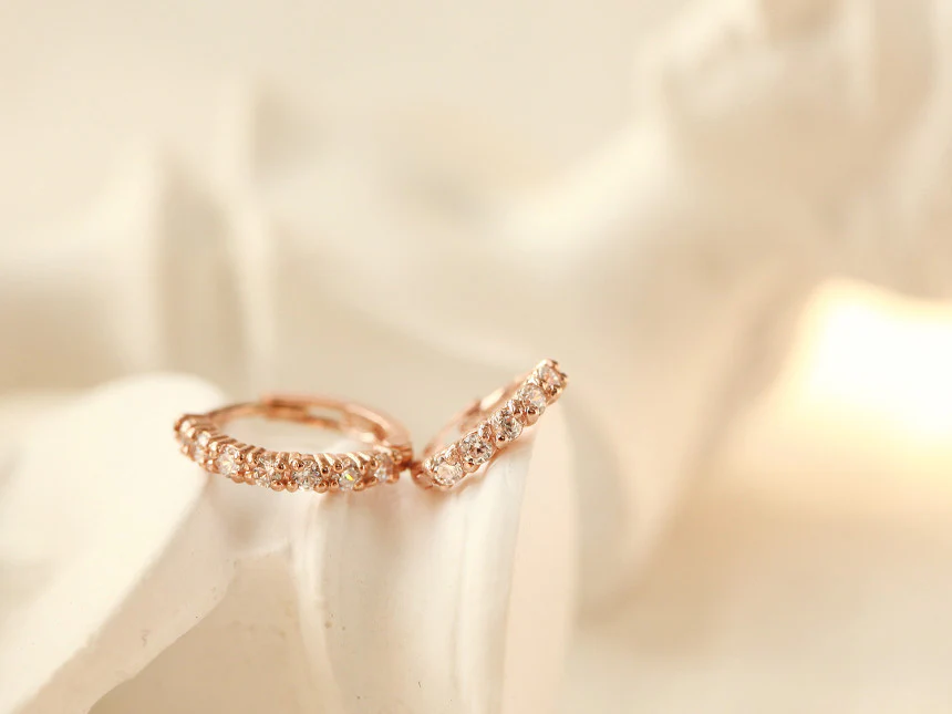 14K Gold Daily CZ Cartilage Hoop Earring - Image 15