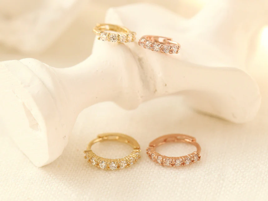 14K Gold Daily CZ Cartilage Hoop Earring - Image 16