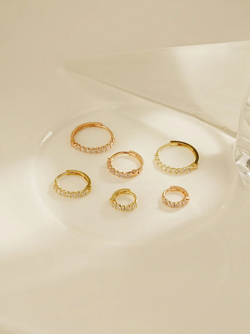 14K Gold Daily CZ Cartilage Hoop Earring - Image 8