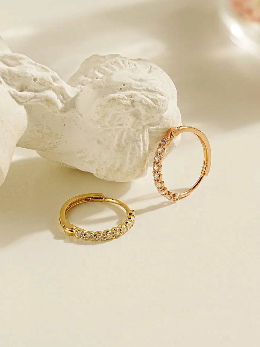 14K Gold Daily CZ Cartilage Hoop Earring - Image 9