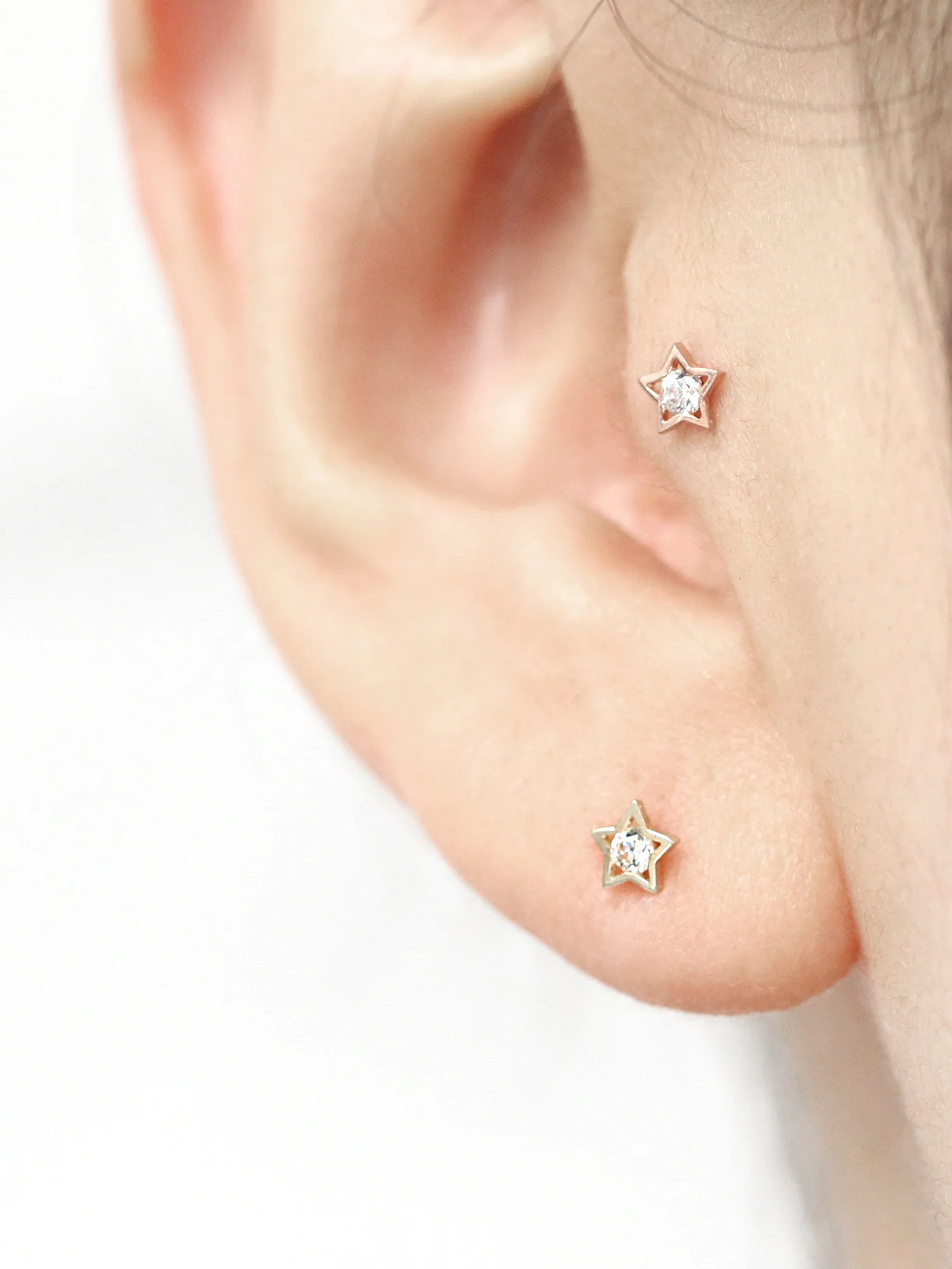 14K Gold Dainty Star CZ Cartilage Earring 20G - Image 10