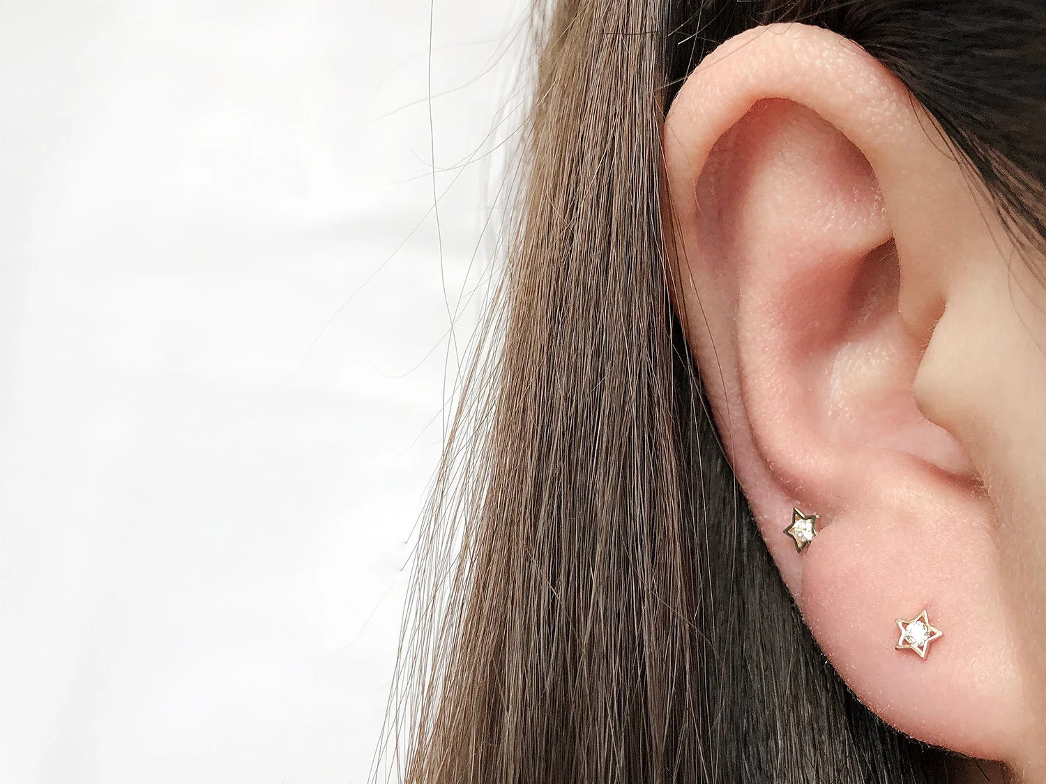 14K Gold Dainty Star CZ Cartilage Earring 20G - Image 12