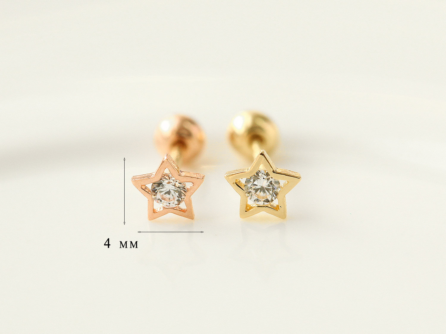 14K Gold Dainty Star CZ Cartilage Earring 20G - Image 13