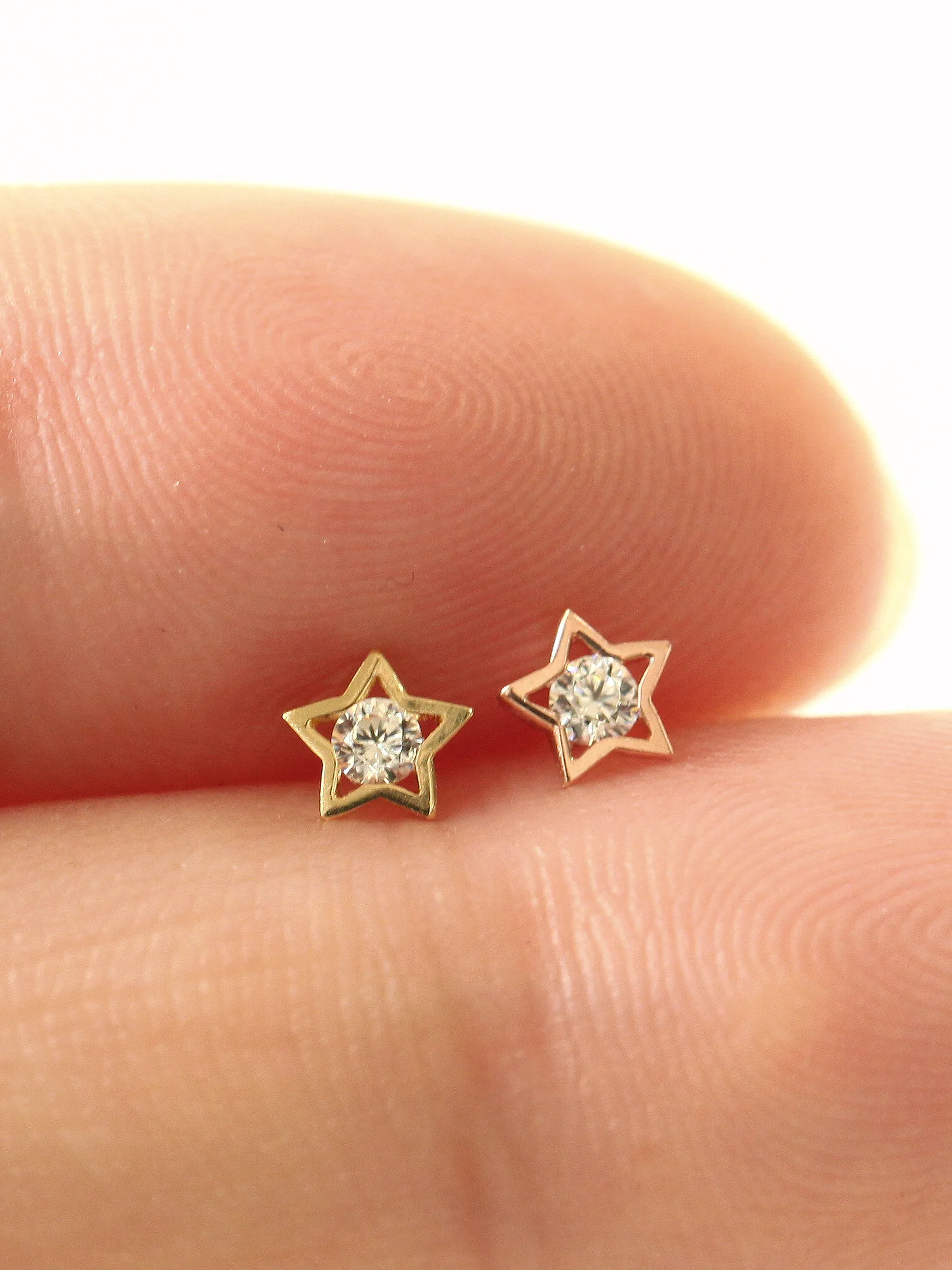 14K Gold Dainty Star CZ Cartilage Earring 20G - Image 7