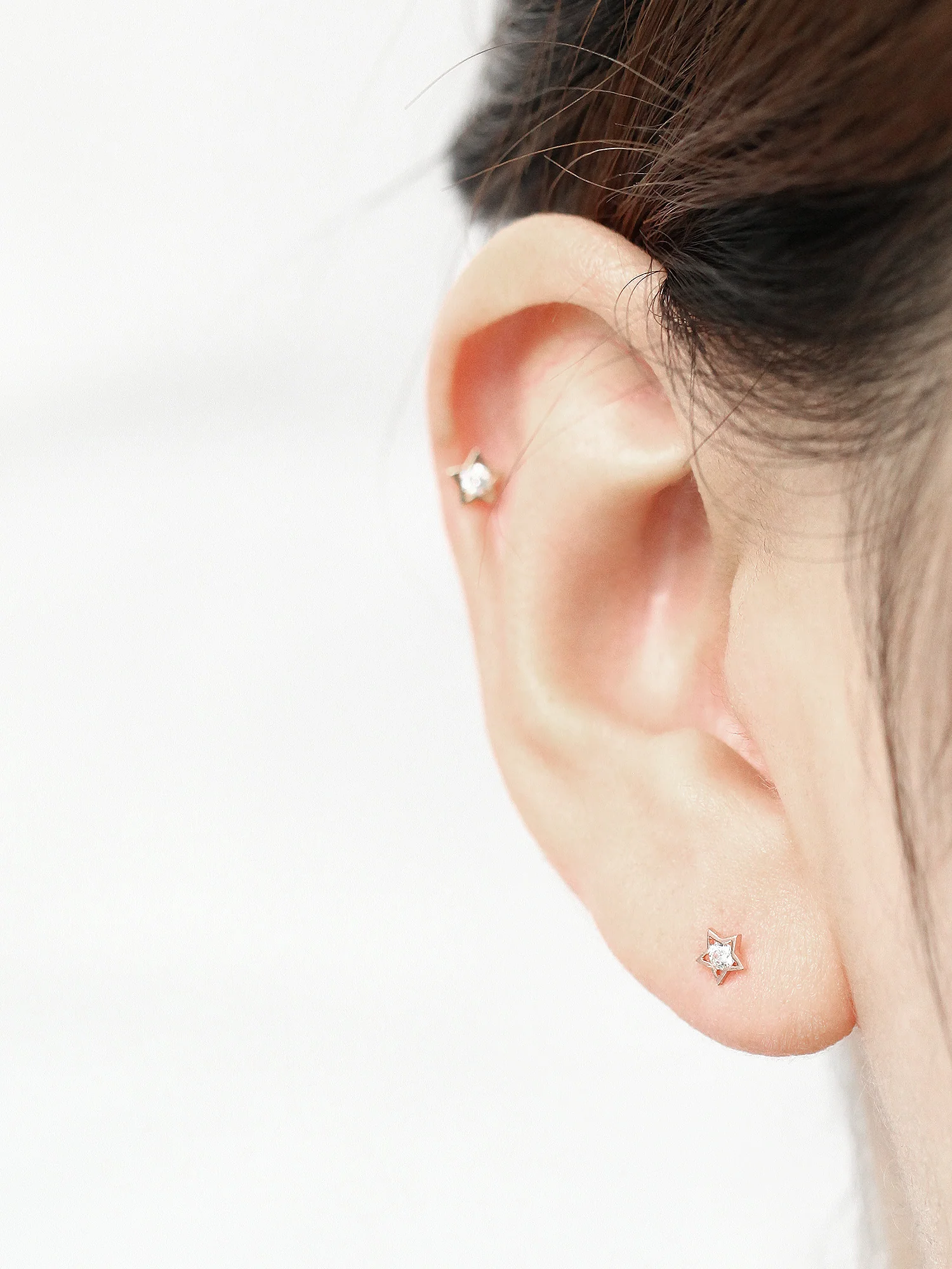 14K Gold Dainty Star CZ Cartilage Earring 20G - Image 9