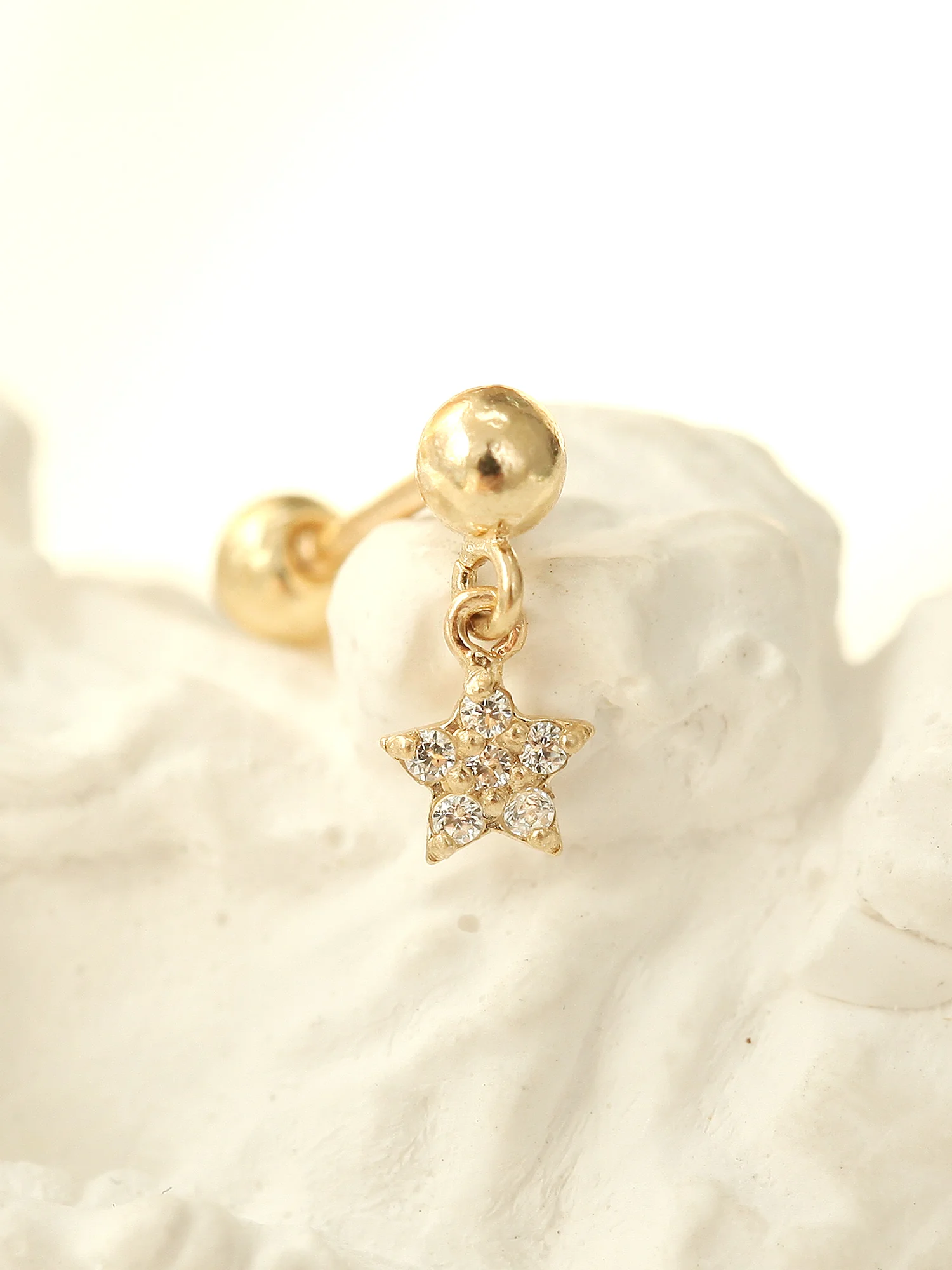 14K Gold Flower Dangle Earring 20G - Image 3