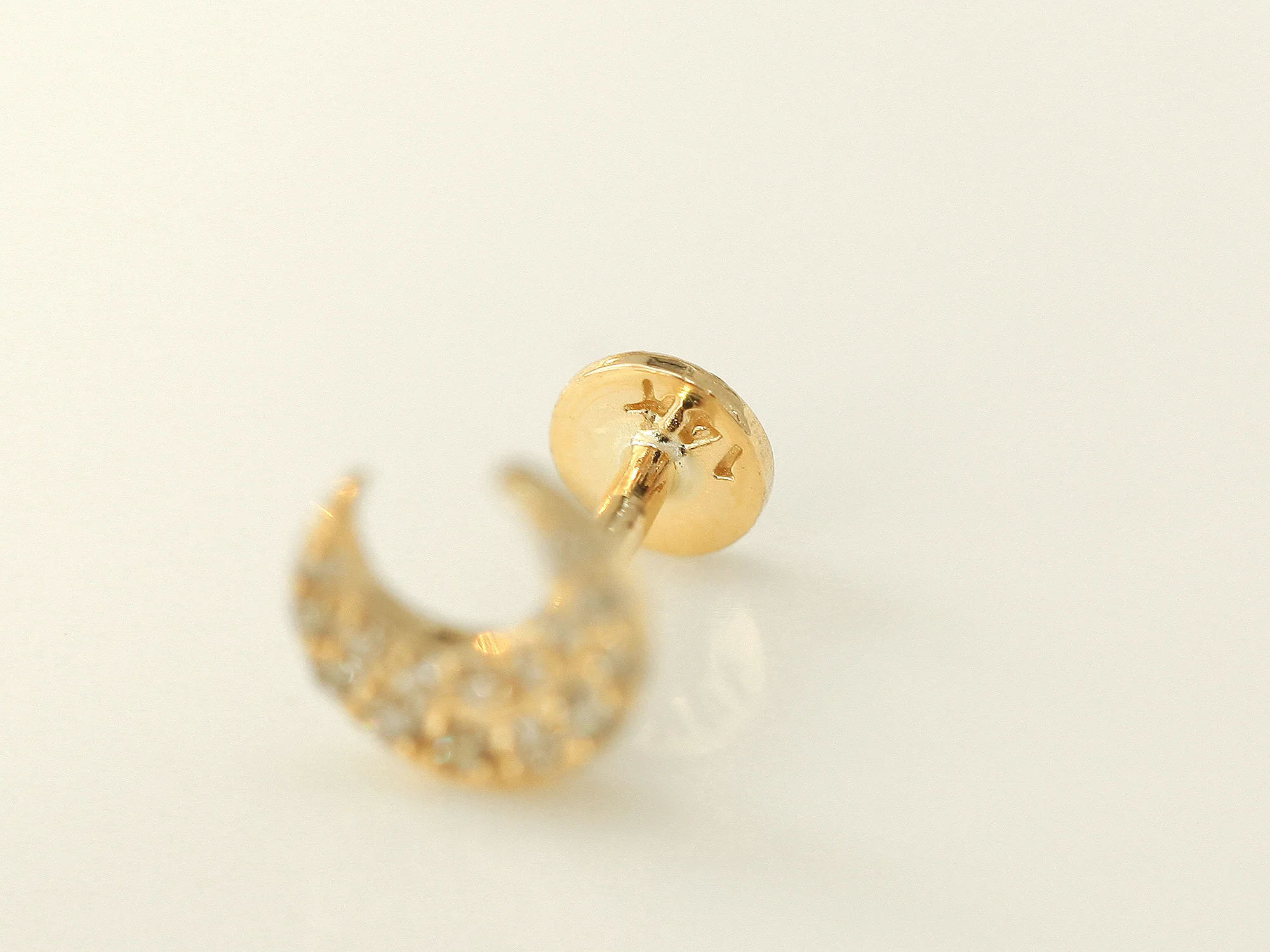 14K Gold Delicate Crescent Labret Piercing 18G16G - Image 13