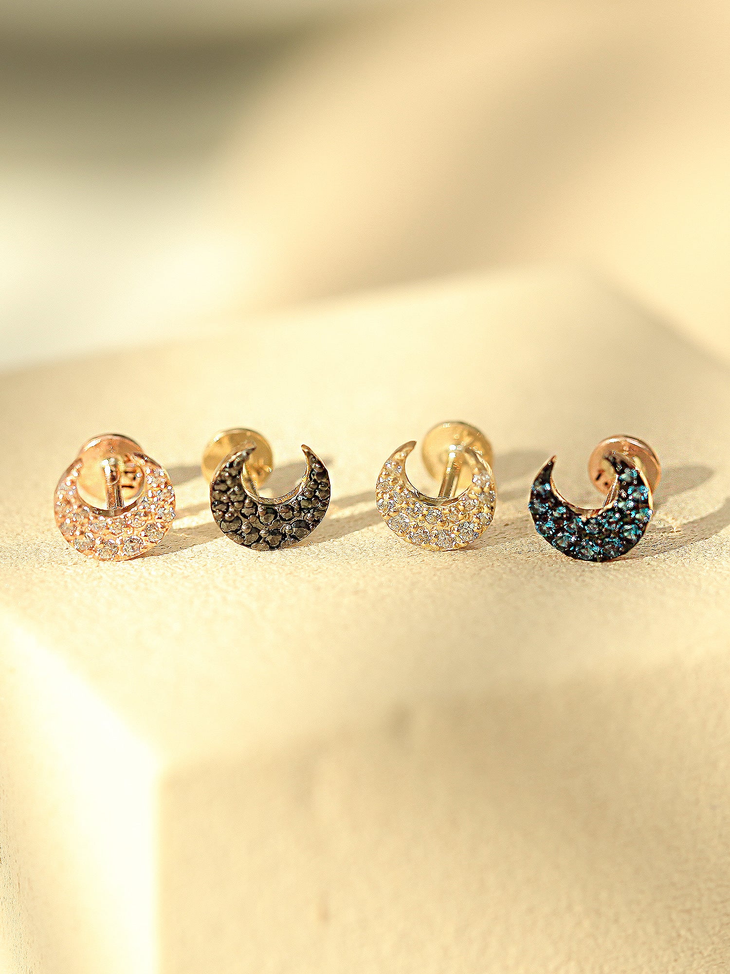 14K Gold Delicate Crescent Labret Piercing 18G16G - Image 3