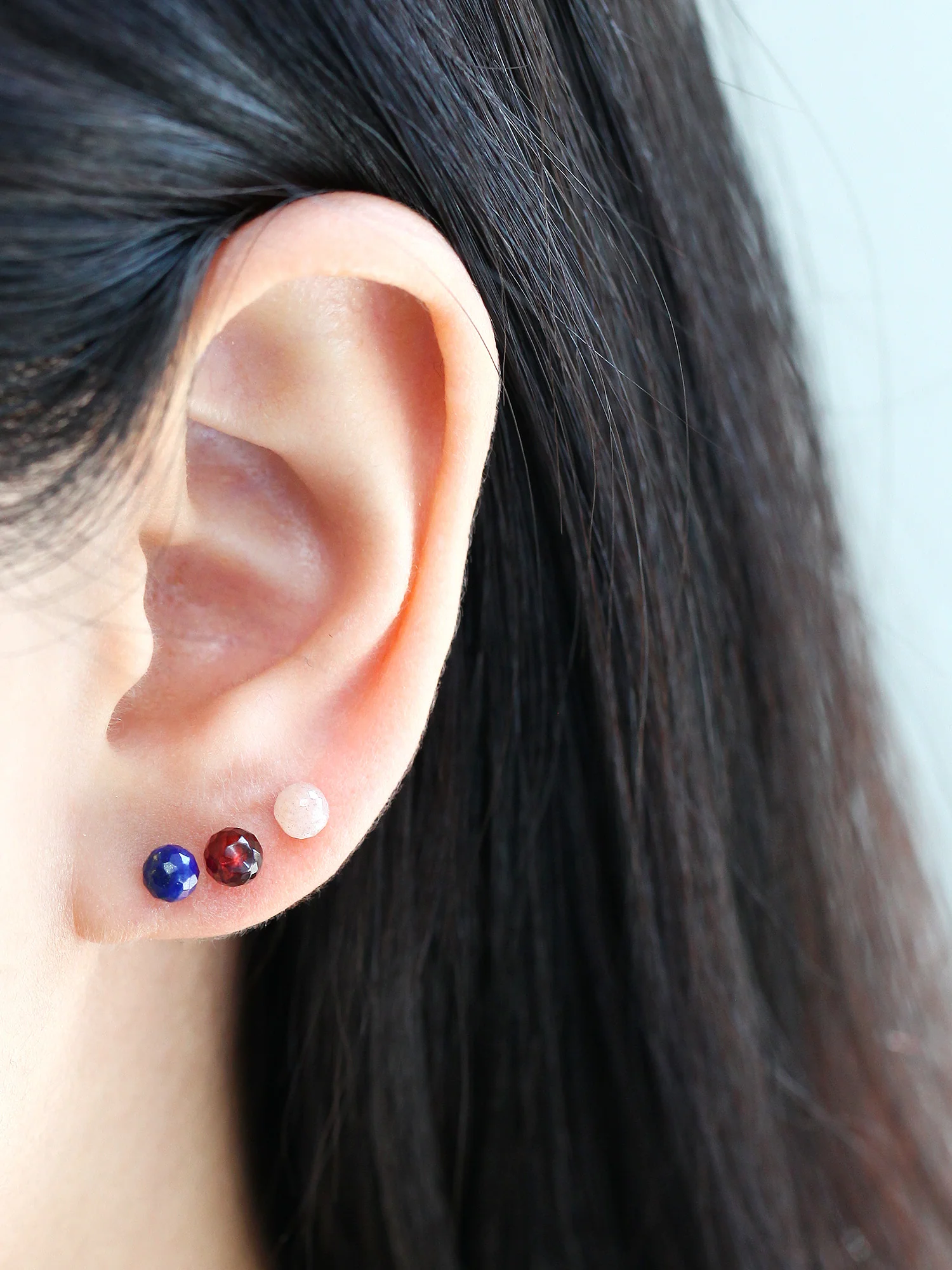 14K Gold Gemstone Rook Piercing 18G16G - Image 10