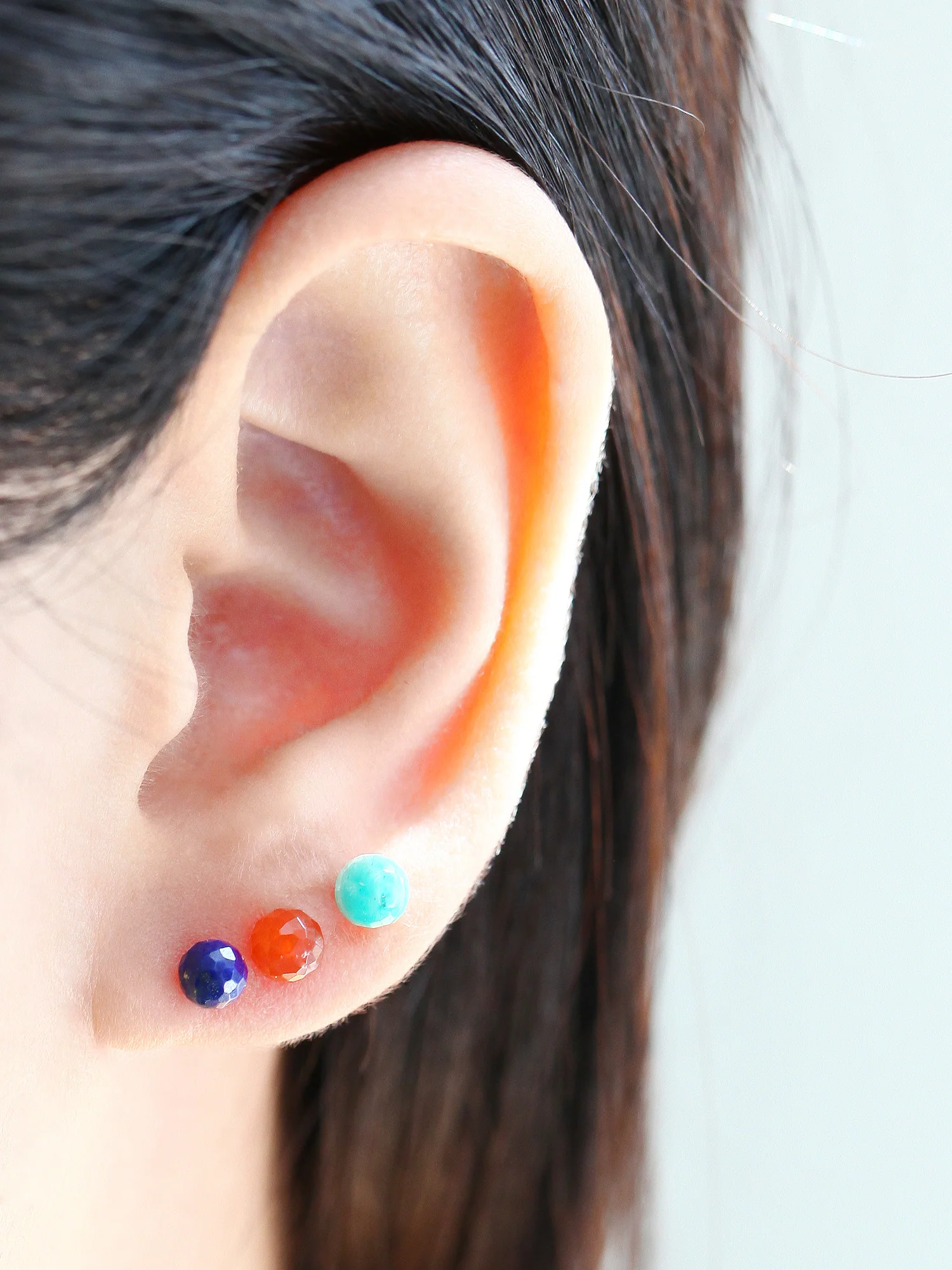 14K Gold Gemstone Rook Piercing 18G16G - Image 5