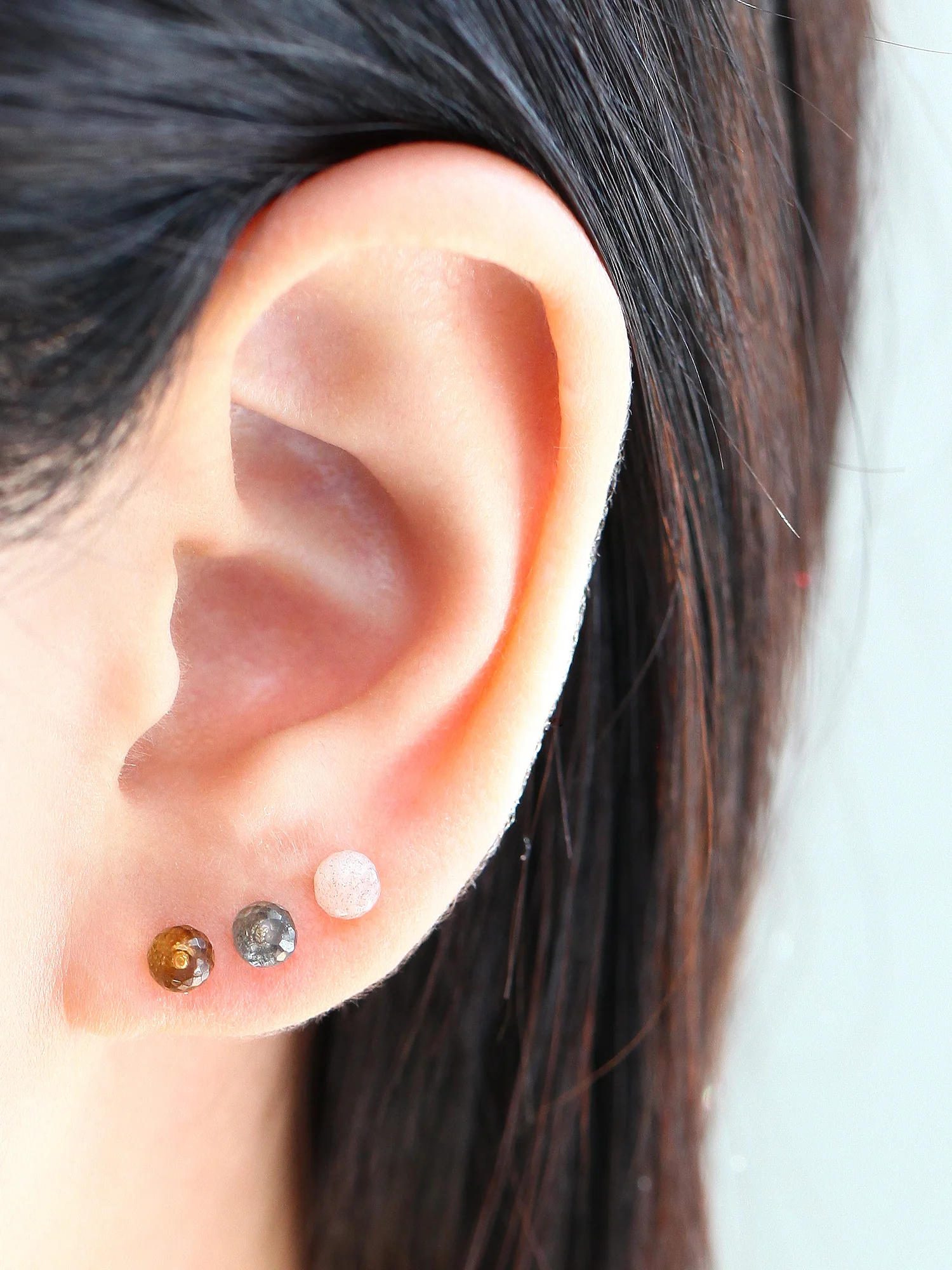 14K Gold Gemstone Rook Piercing 18G16G - Image 6