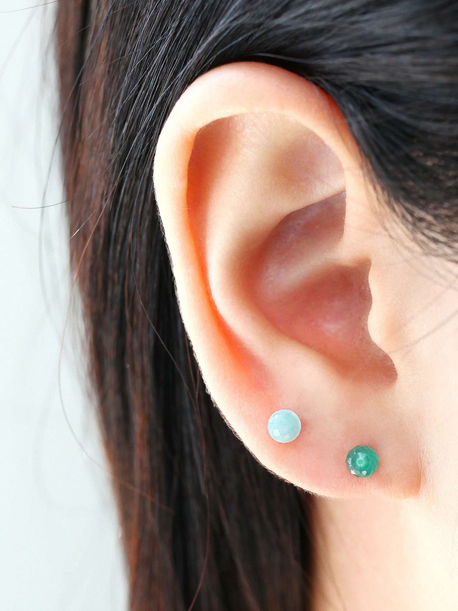 14K Gold Gemstone Rook Piercing 18G16G - Image 7