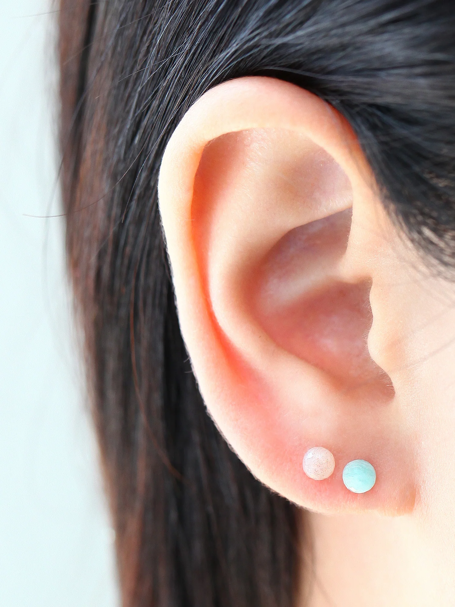 14K Gold Gemstone Rook Piercing 18G16G - Image 8