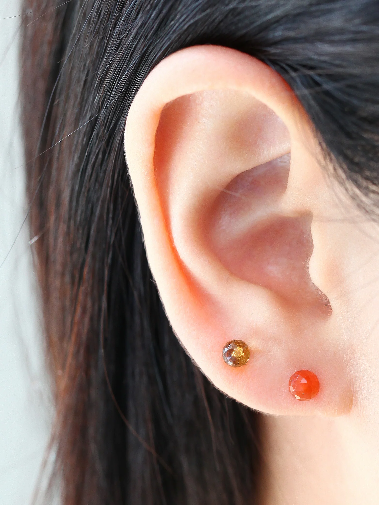 14K Gold Gemstone Rook Piercing 18G16G - Image 9