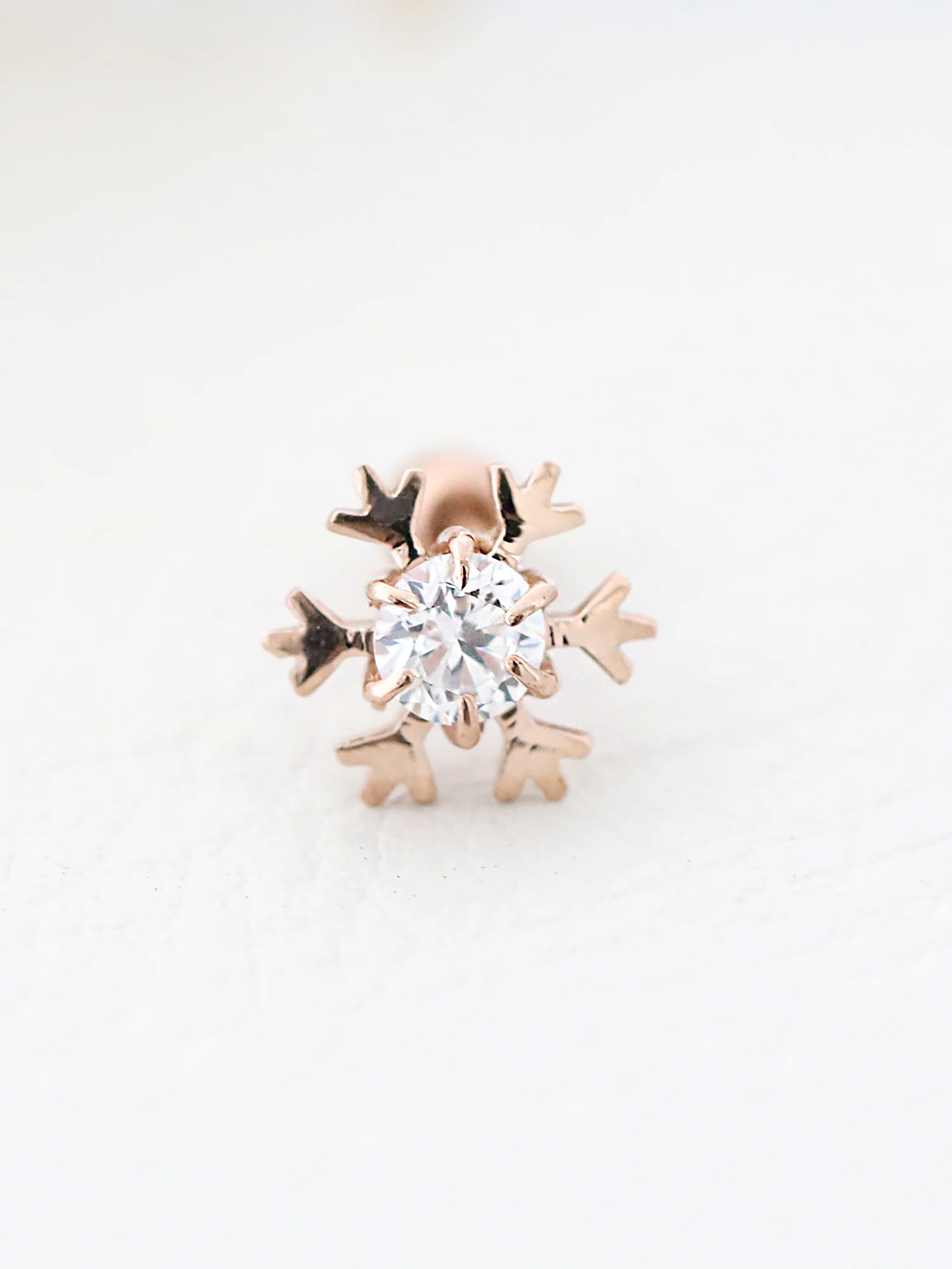 14K Gold Gemstone Snowflake Cartilage Earring 18G16G - Image 3