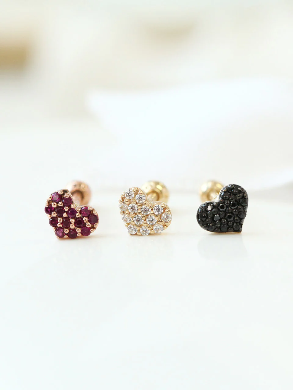 14K Gold Heart Cartilage Earring 18G16G - Image 3