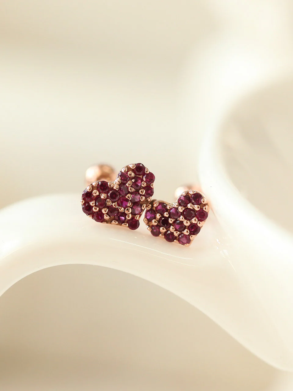 14K Gold Heart Cartilage Earring 18G16G - Image 4