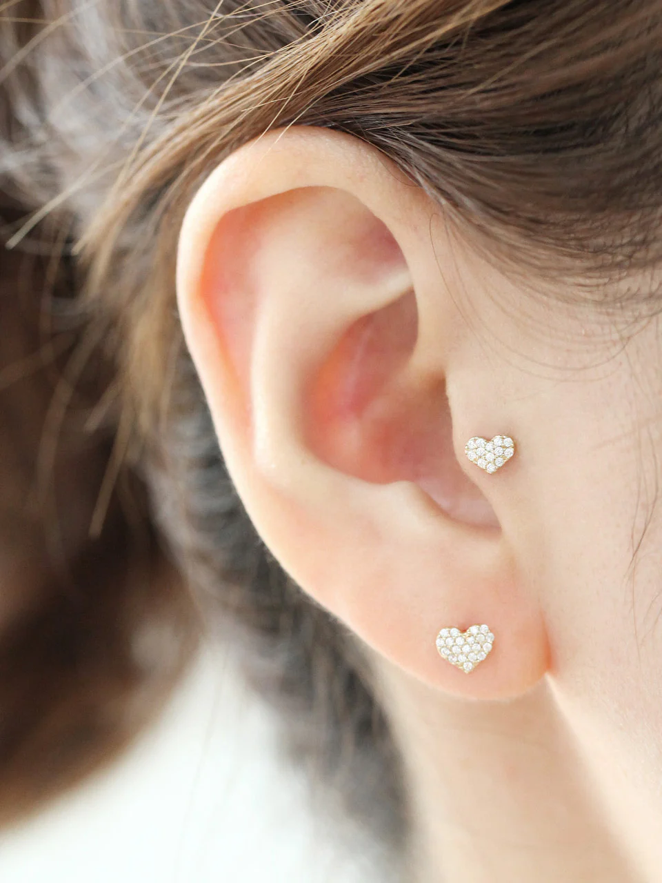 14K Gold Heart Cartilage Earring 18G16G - Image 6