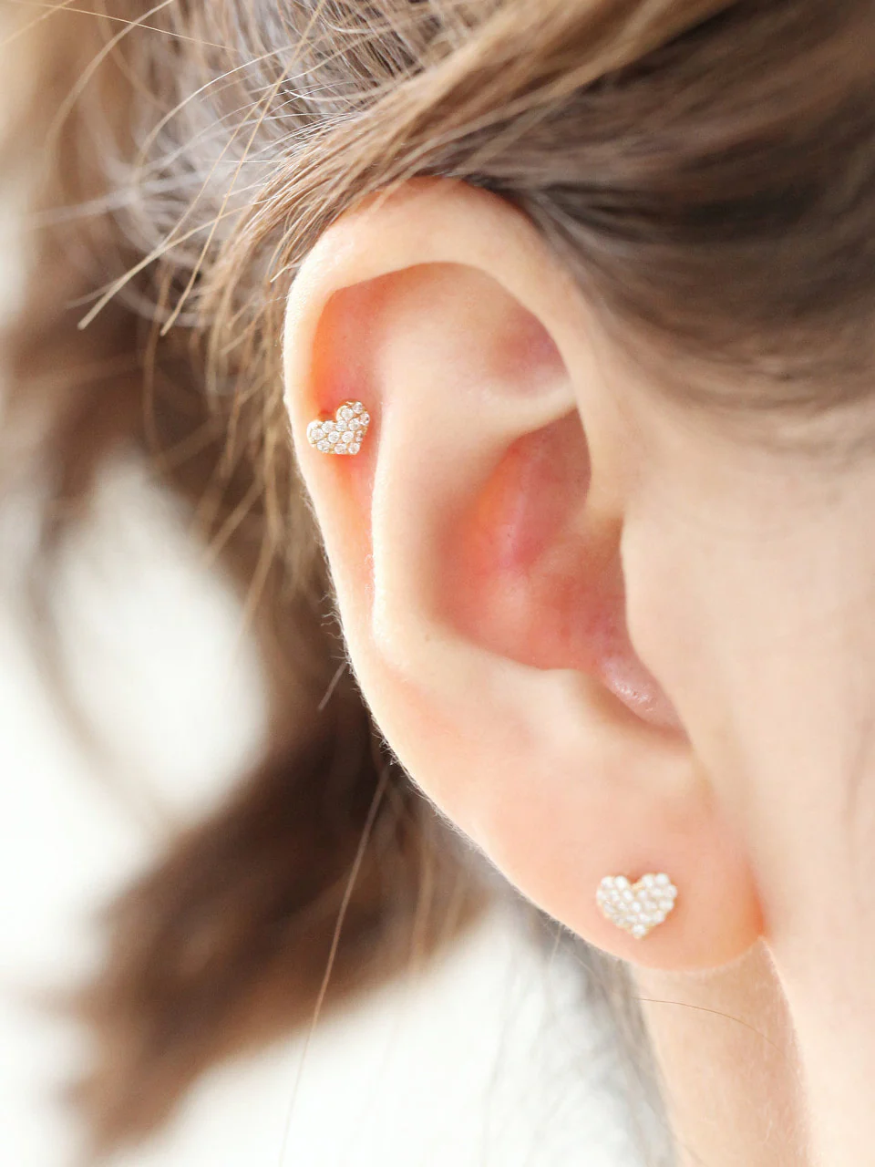 14K Gold Heart Cartilage Earring 18G16G - Image 7