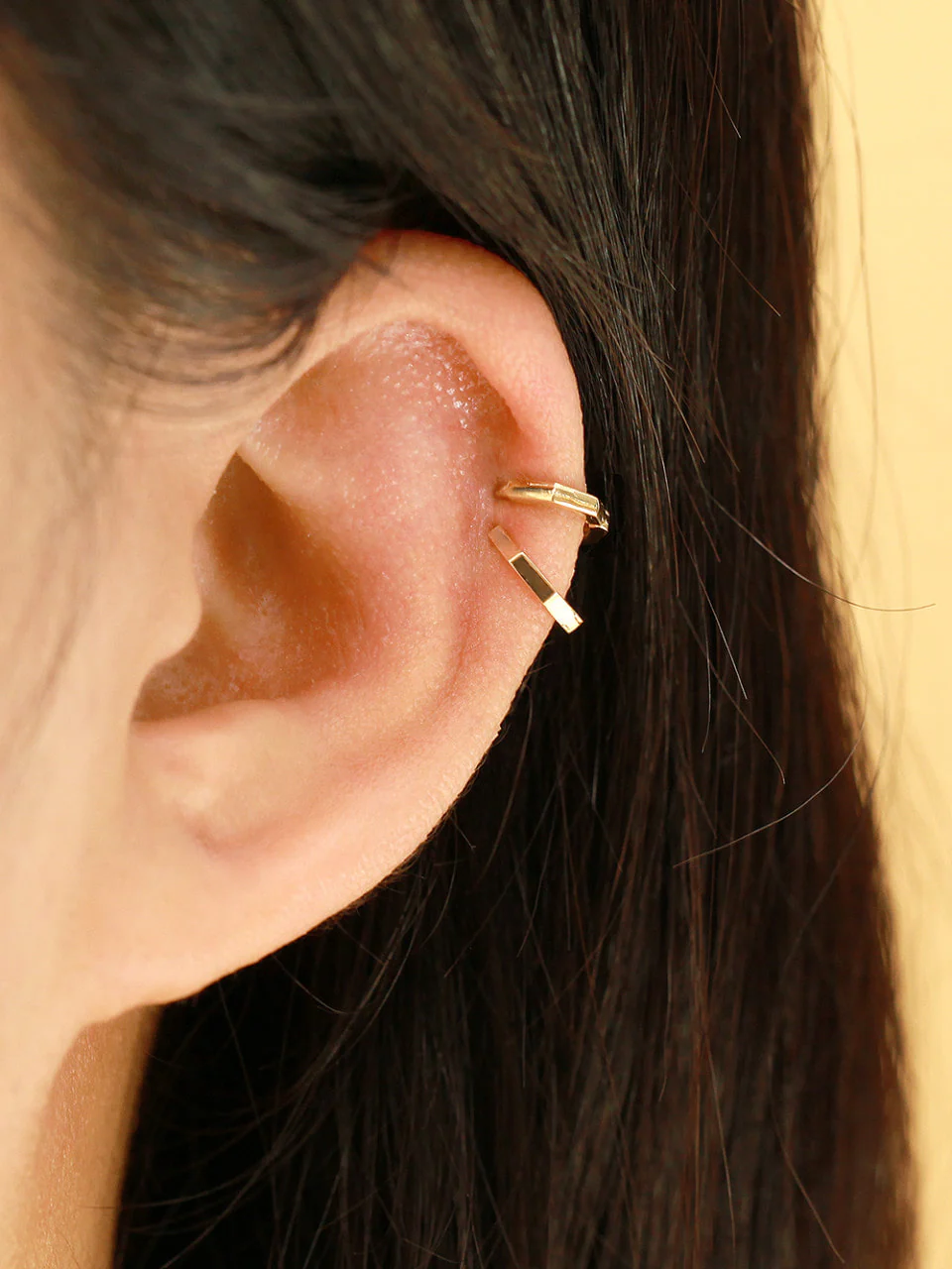 14K Gold Hexagon Hoop Earring - Image 11