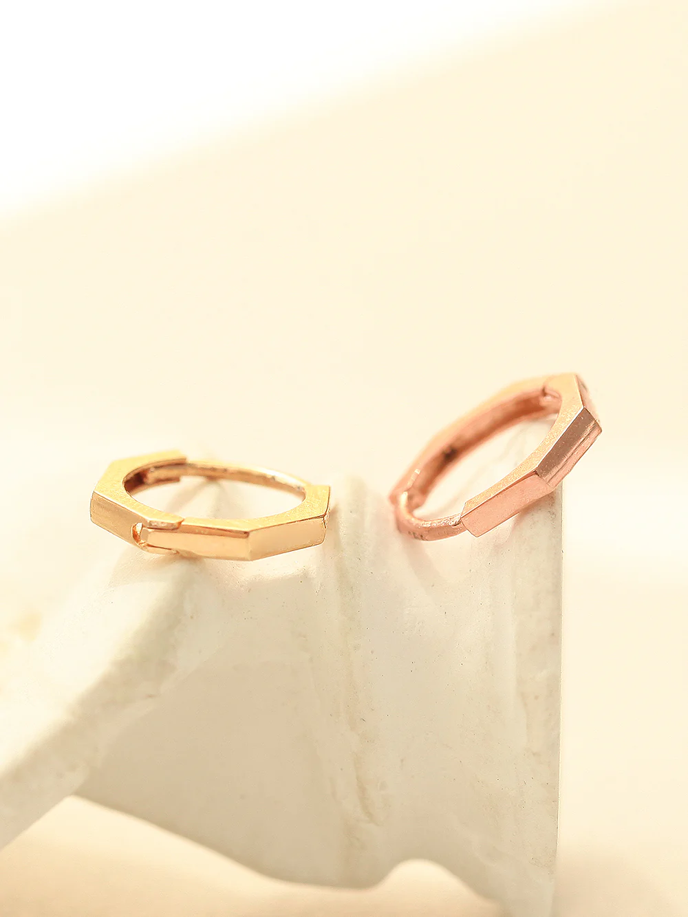 14K Gold Hexagon Hoop Earring - Image 12