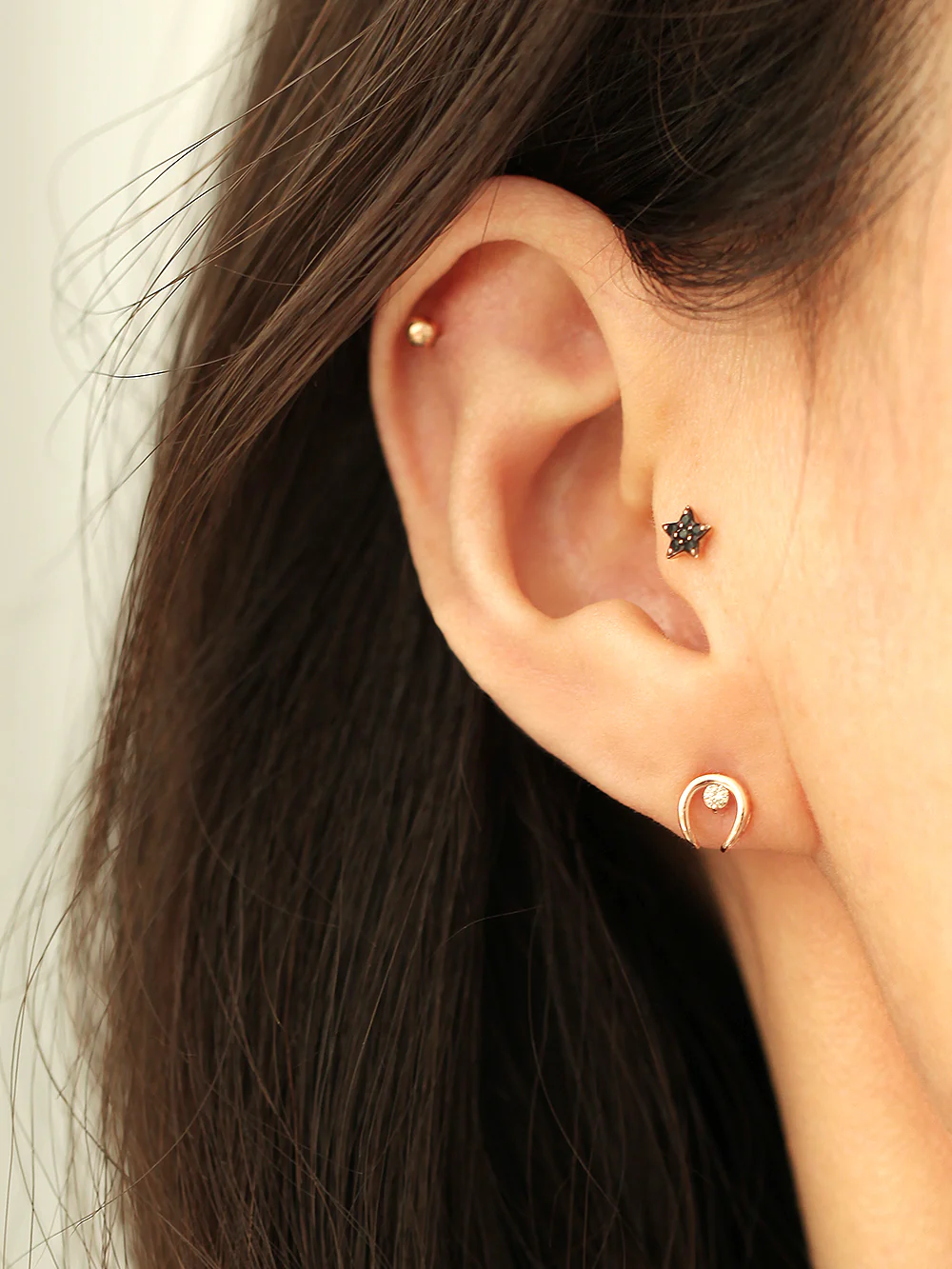 14K Gold Horse Hoof Cognac Diamond Earring - Image 7