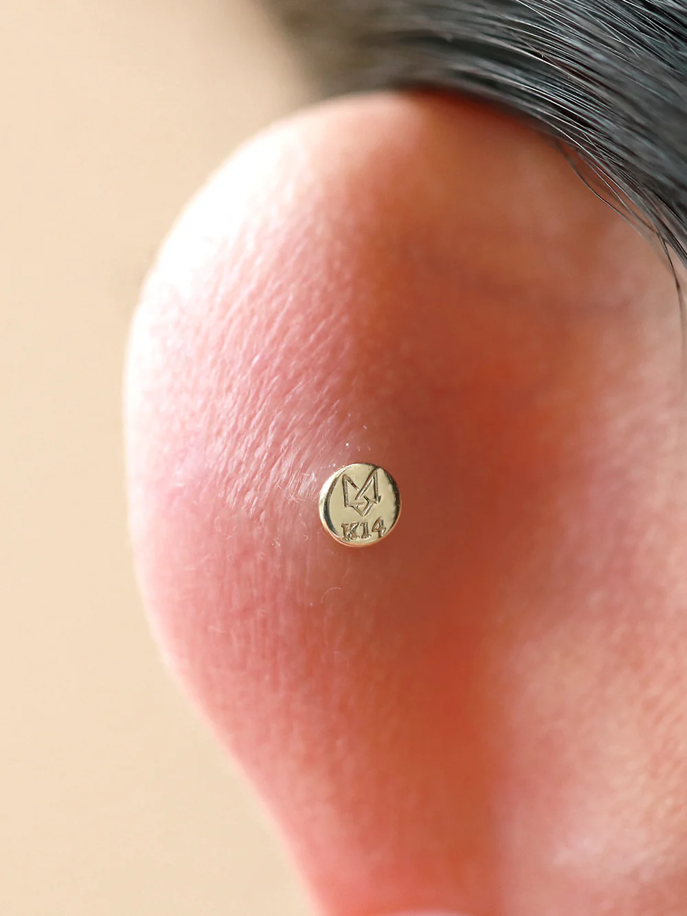 14K Gold Internally Threaded Curve Cubic Bar Labret Piercing 18G16G - Image 10