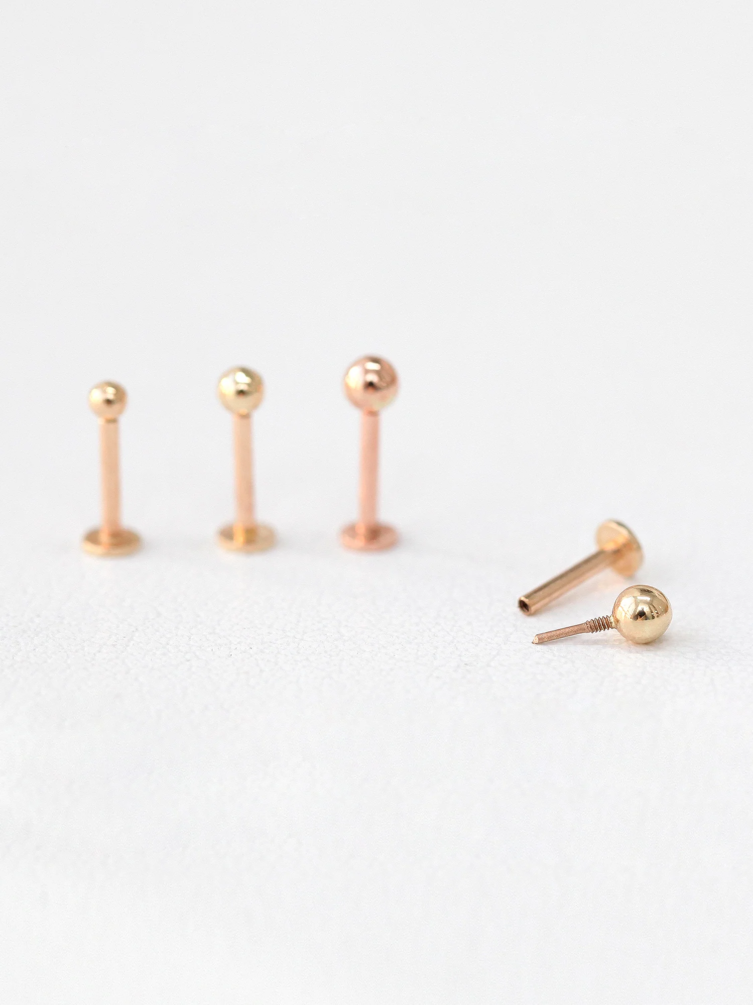 14K Gold Internally Threaded Mini Ball Labret Piercing 2mm 2.5mm 3mm 18G16G - Image 5