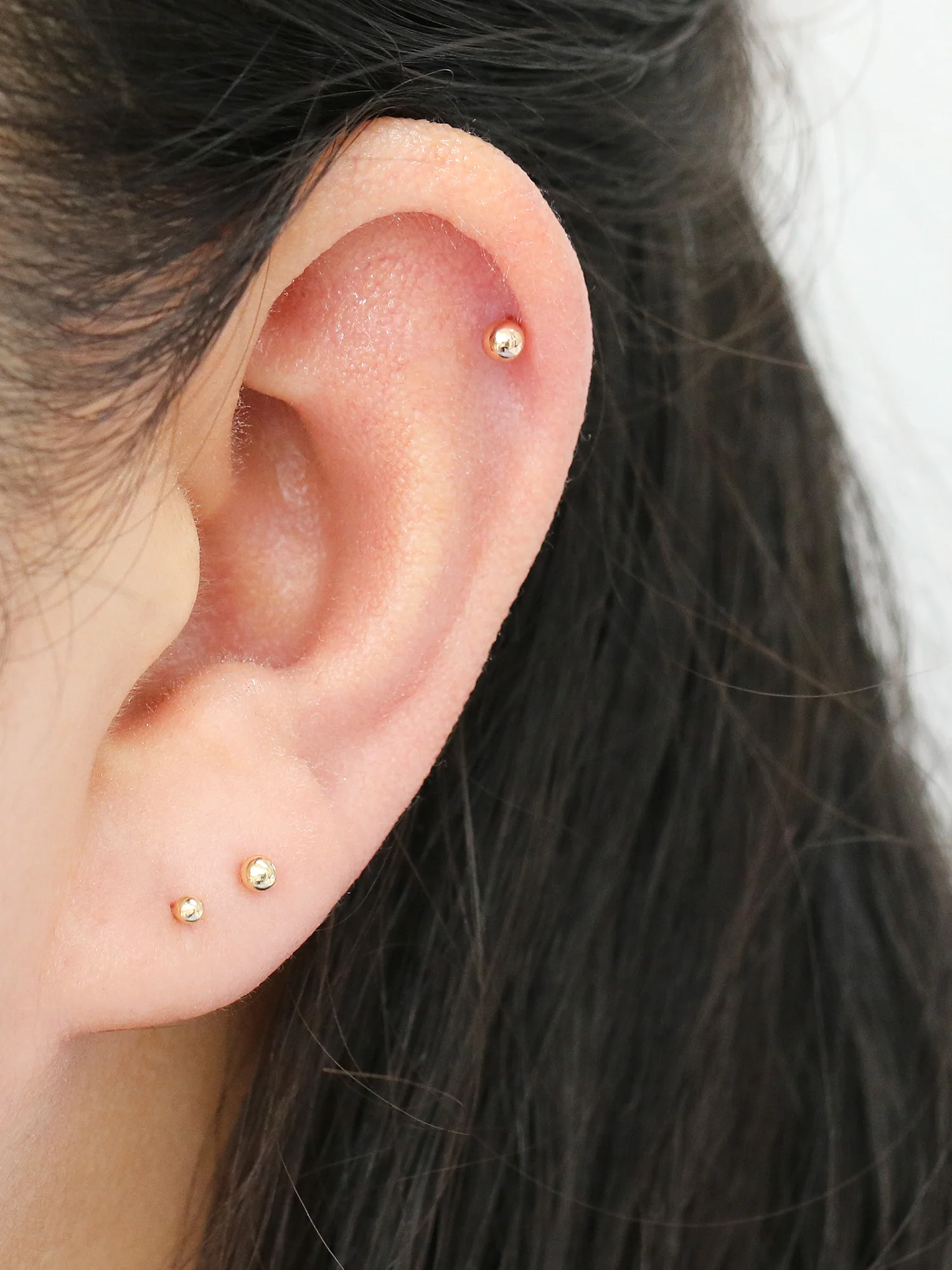 14K Gold Internally Threaded Mini Ball Labret Piercing 2mm 2.5mm 3mm 18G16G - Image 7