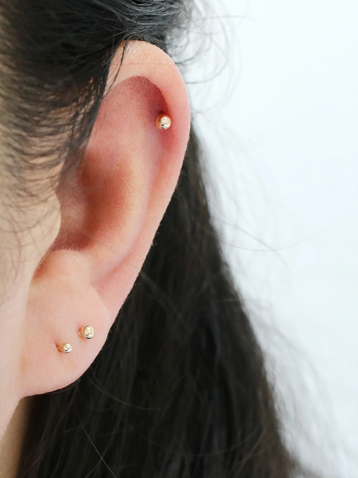 14K Gold Internally Threaded Mini Ball Labret Piercing 2mm 2.5mm 3mm 18G16G - Image 8