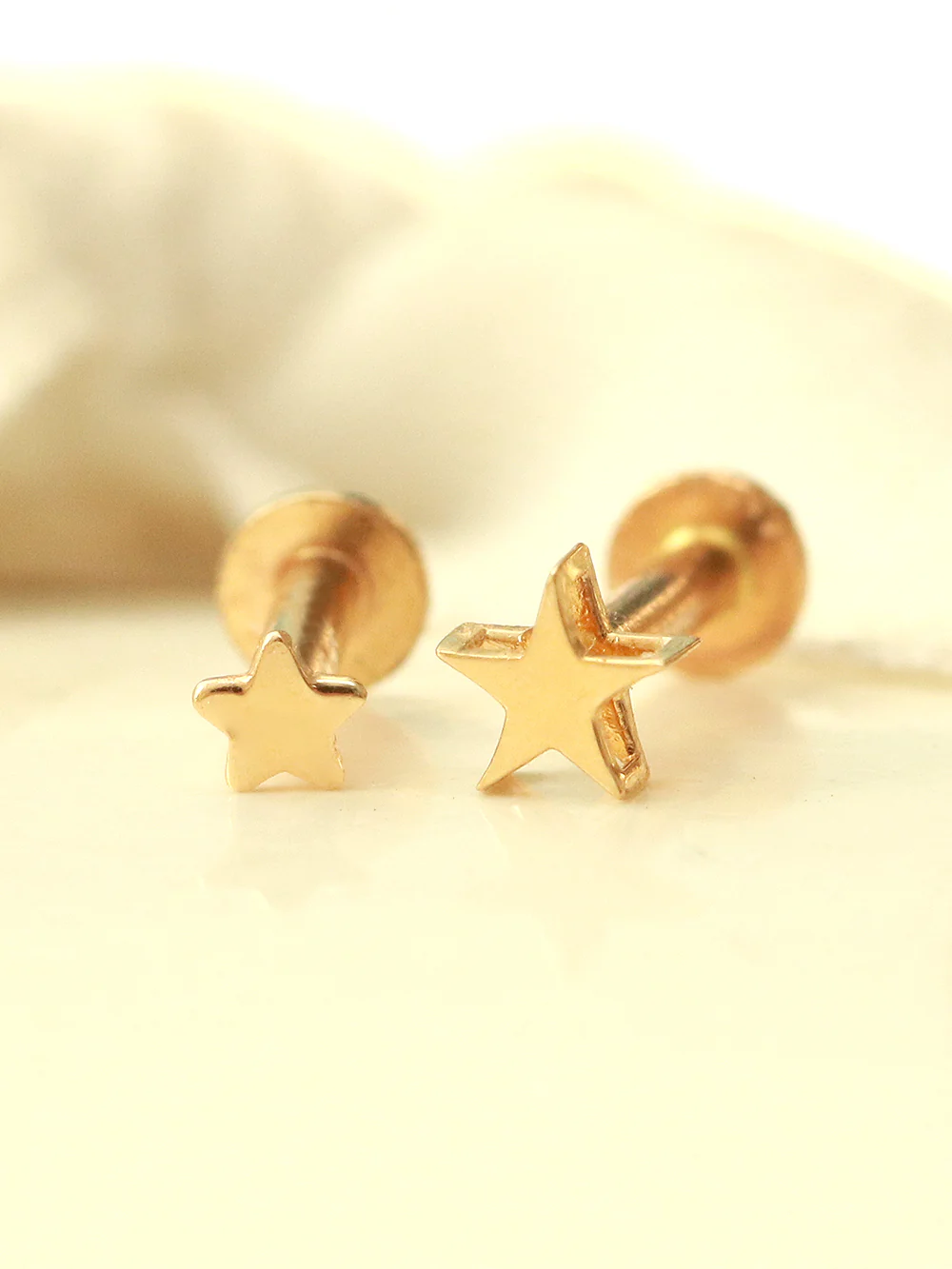 14K Gold Internally Threaded Mini Heart Star Labret Piercing 18G16G - Image 5