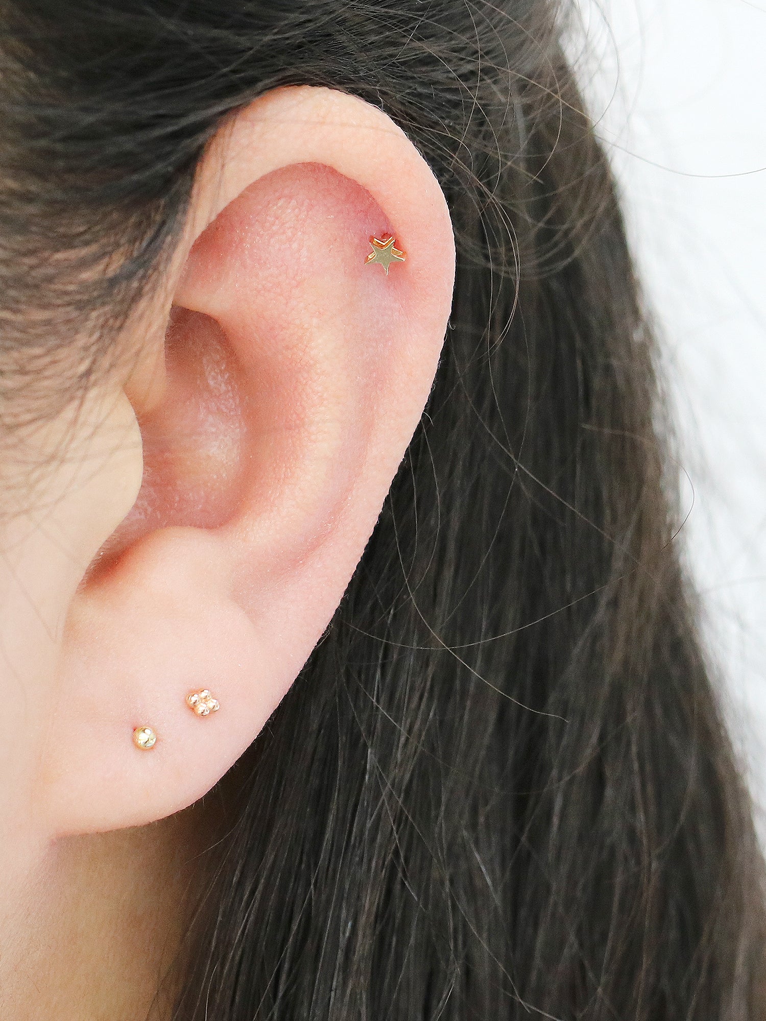 14K Gold Internally Threaded Mini Heart Star Labret Piercing 18G16G - Image 6