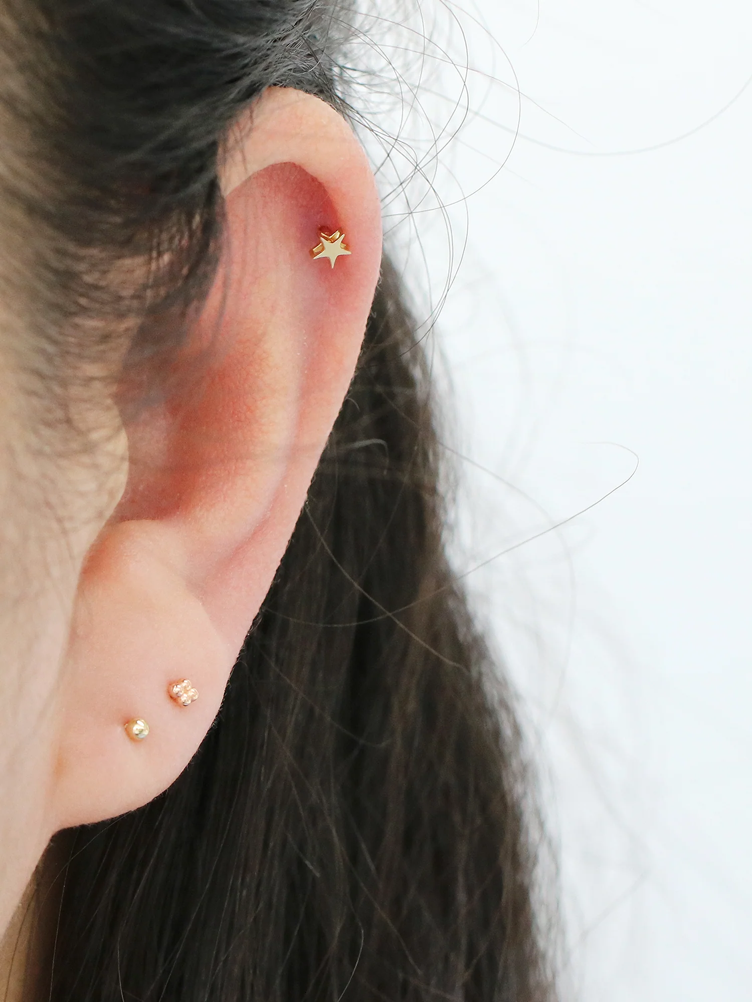 14K Gold Internally Threaded Mini Heart Star Labret Piercing 18G16G - Image 7