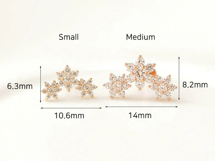 14K Gold Internally Threaded Triple Flower Labret Piercing 18G16G - Image 7