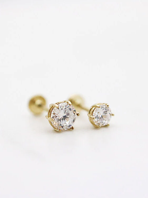 14K Gold CZ Labret Piercing 18G - Image 3