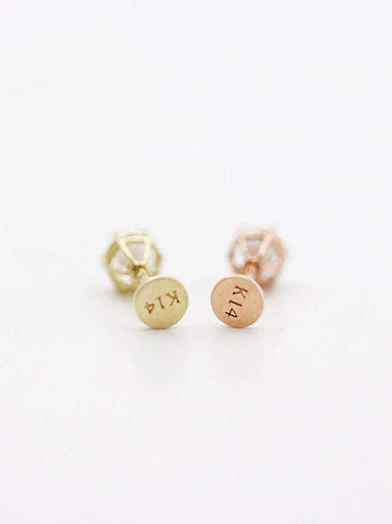 14K Gold CZ Labret Piercing 18G - Image 6