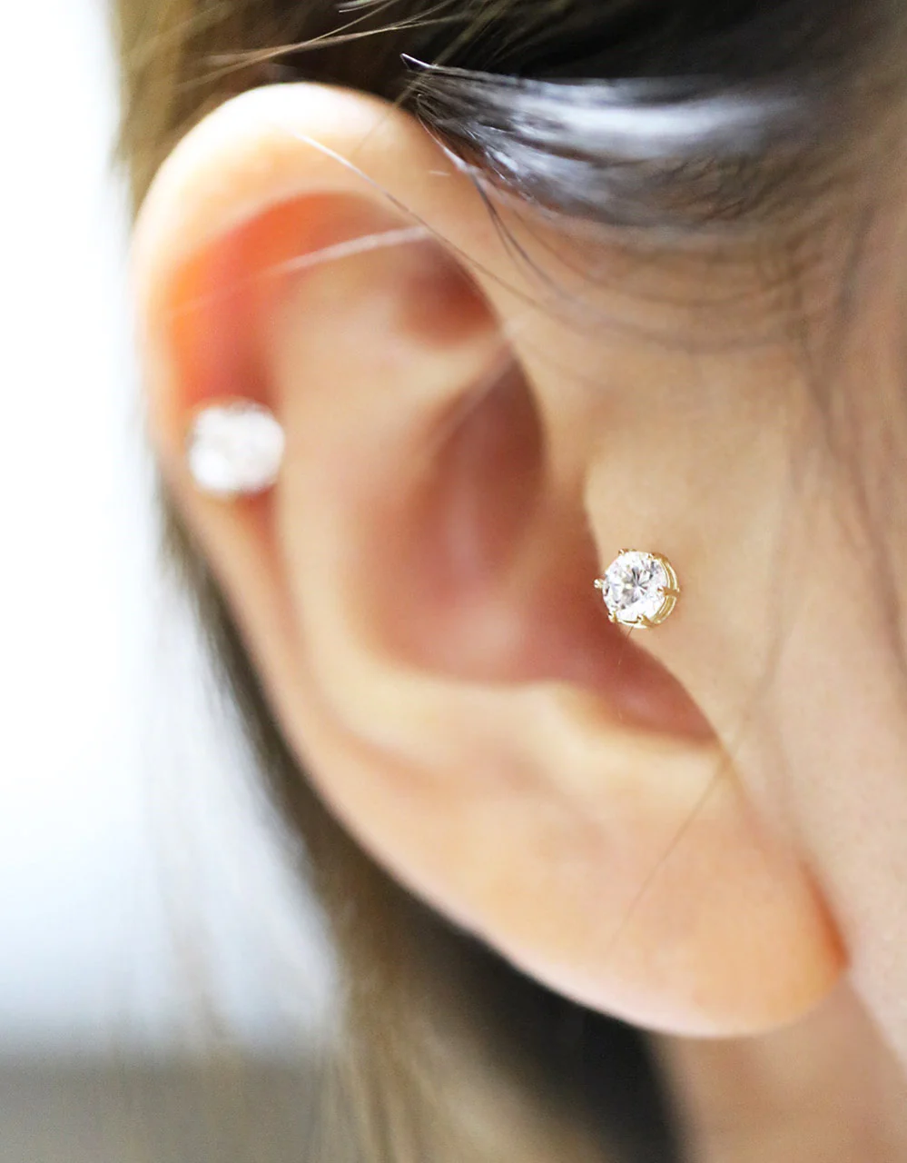 14K Gold CZ Labret Piercing 18G - Image 8