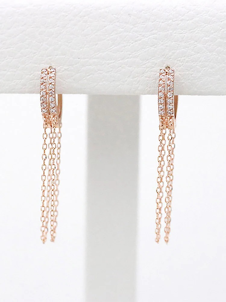 14K Gold layered chain Hoop Earring - Image 3
