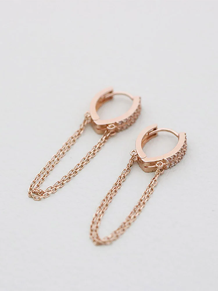 14K Gold layered chain Hoop Earring - Image 4