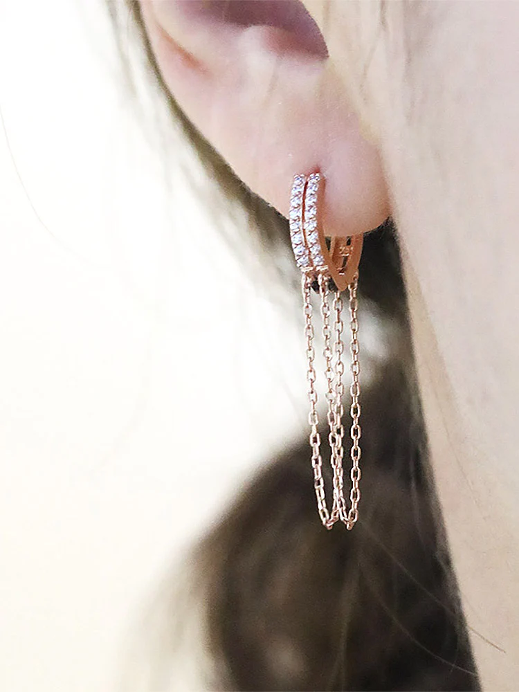 14K Gold layered chain Hoop Earring - Image 5