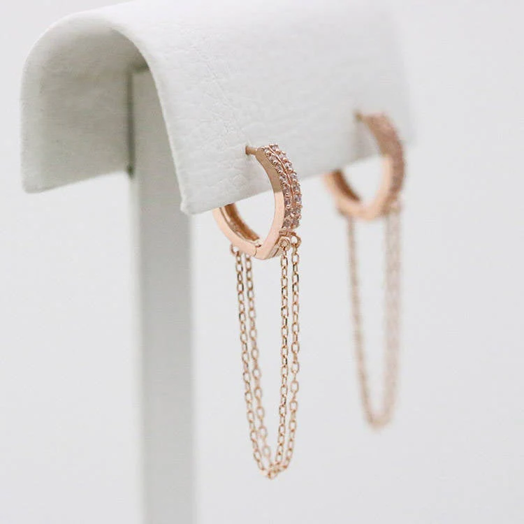 14K Gold layered chain Hoop Earring - Image 8