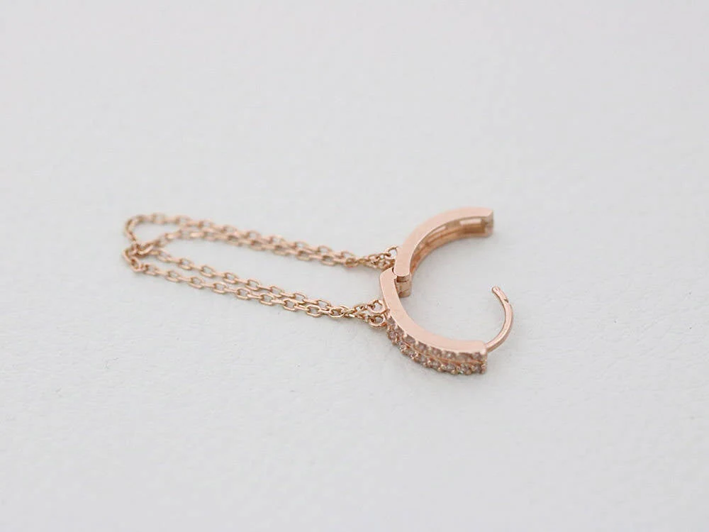 14K Gold layered chain Hoop Earring - Image 9