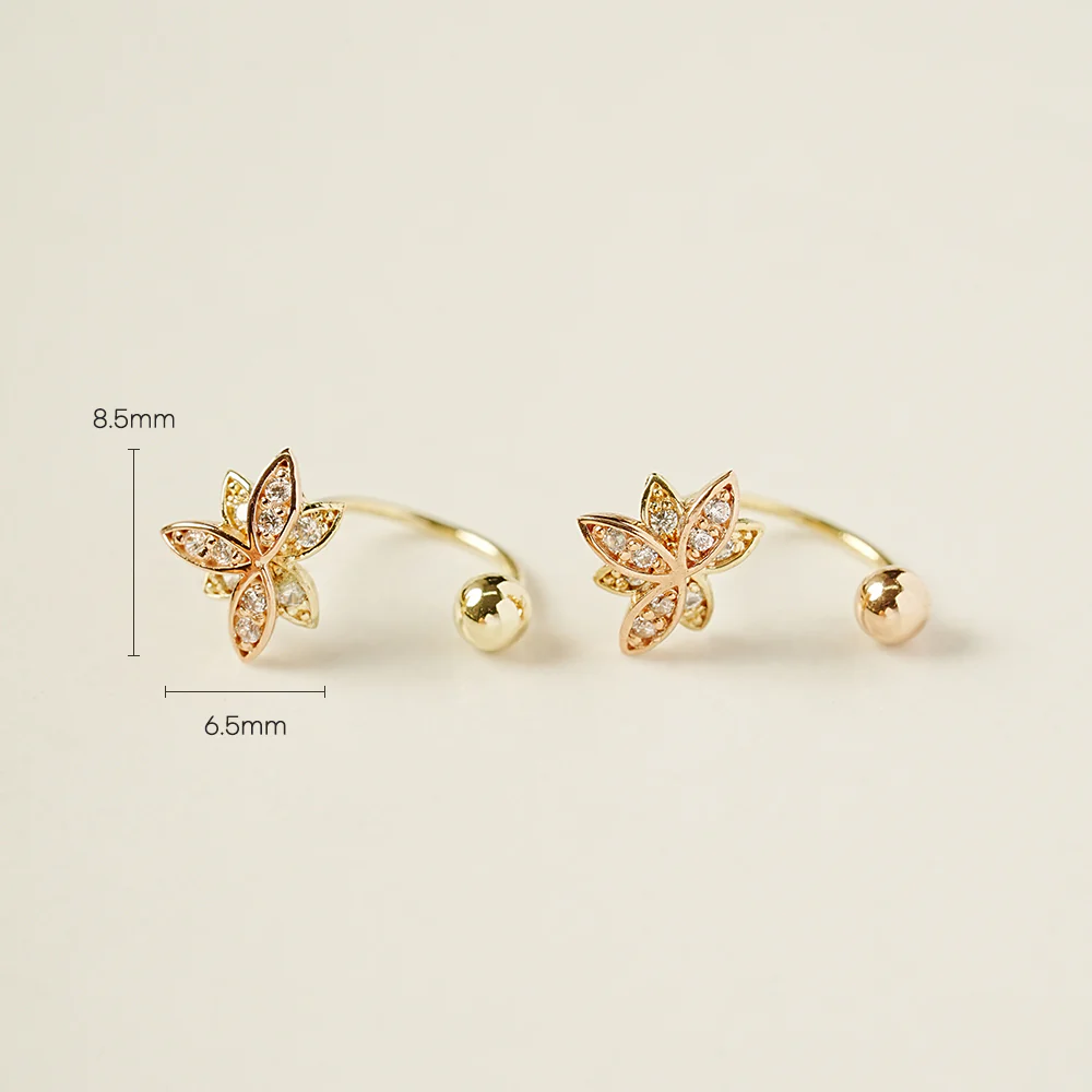 14K Gold Lotus Curve Piercing 20G - Image 4