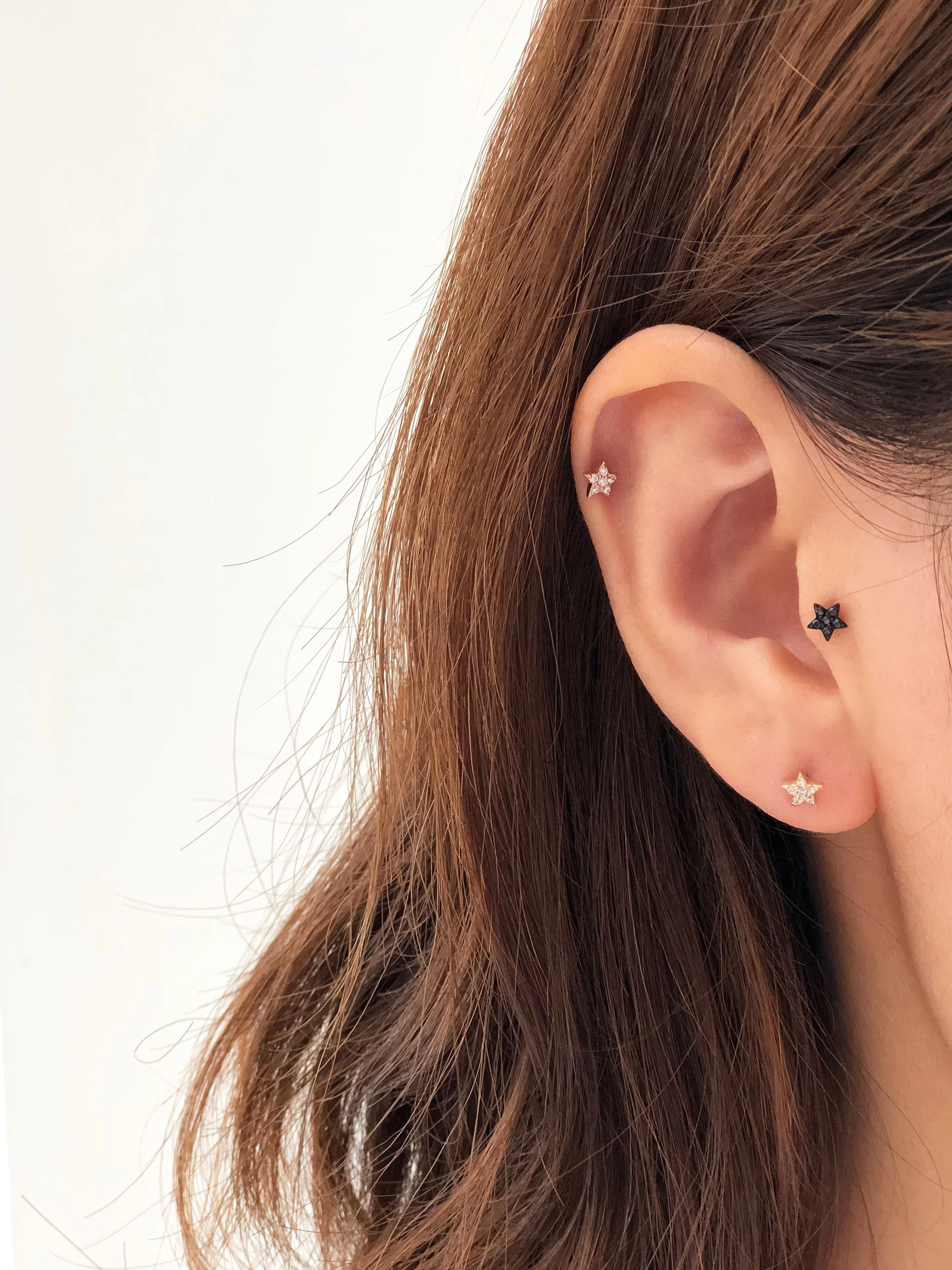 14K Gold Mini Star Cartilage Earring 18G16G - Image 10