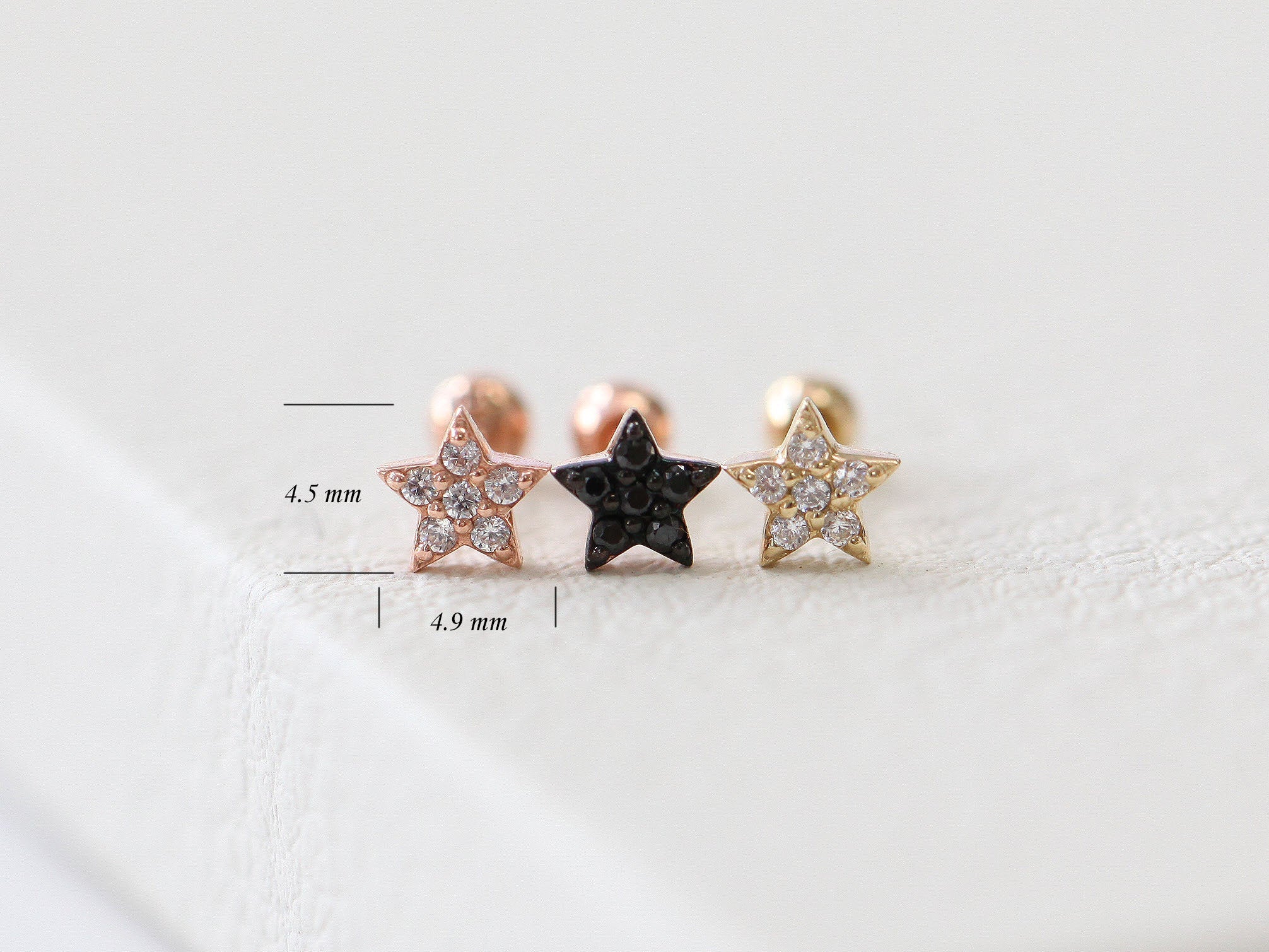 14K Gold Mini Star Cartilage Earring 18G16G - Image 11