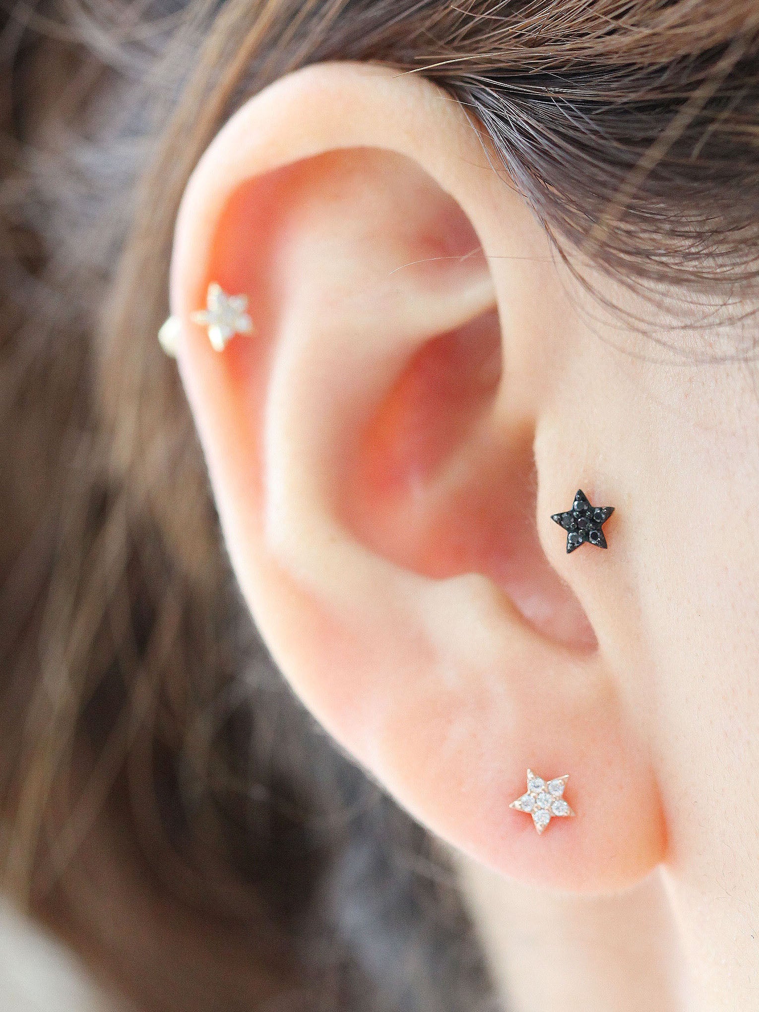 14K Gold Mini Star Cartilage Earring 18G16G - Image 6