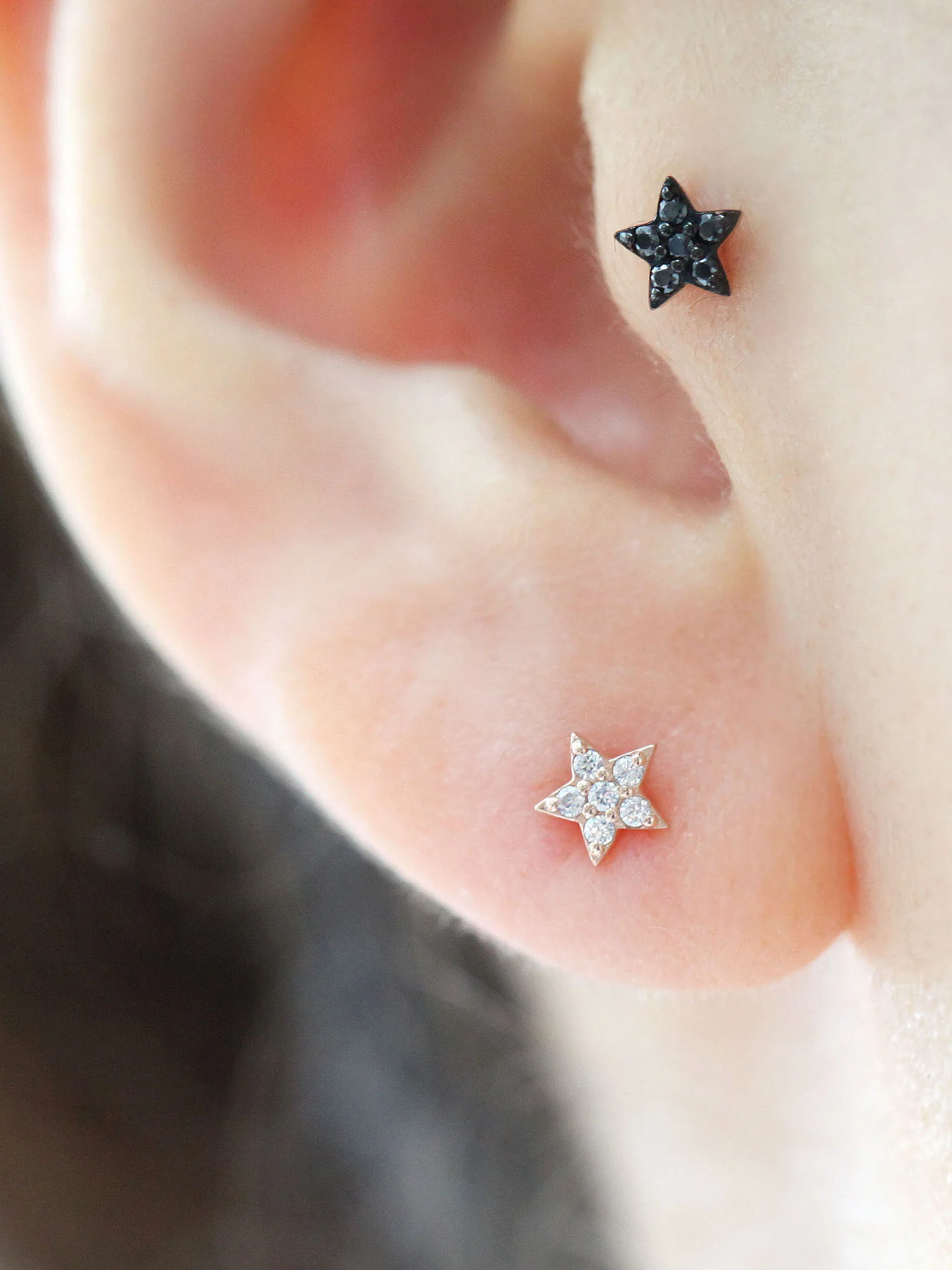 14K Gold Mini Star Cartilage Earring 18G16G - Image 8