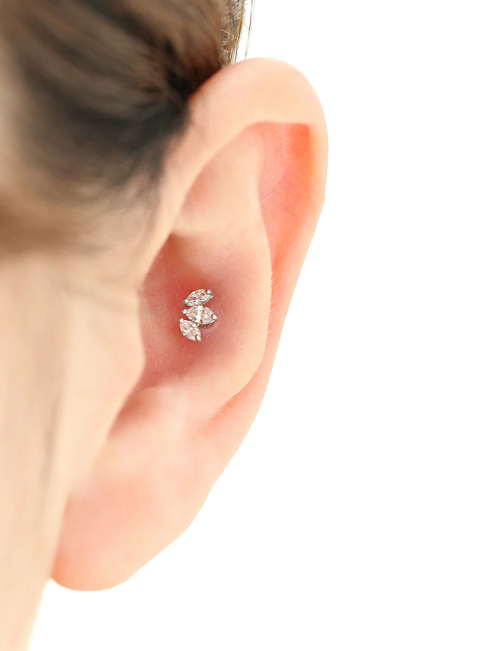 14K Gold Mini Tiara Tragus Labret Piercing 18G16G - Image 6