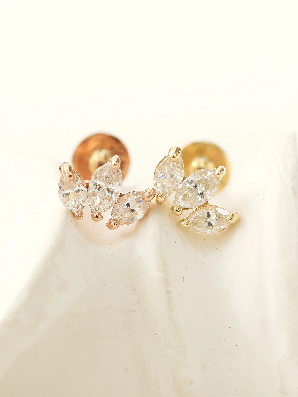 14K Gold Mini Tiara Tragus Labret Piercing 18G16G - Image 7