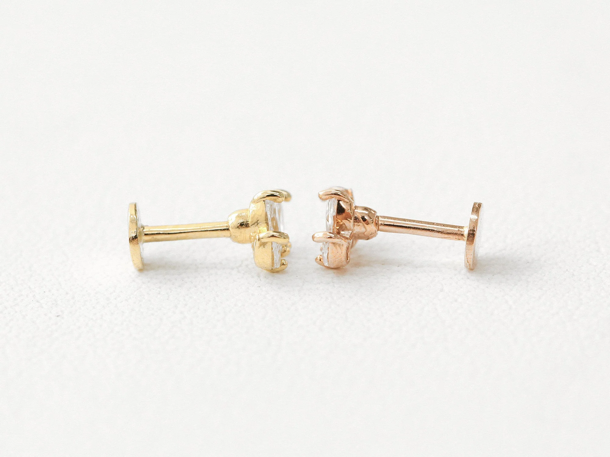 14K Gold Mini Tiara Tragus Labret Piercing 18G16G - Image 9